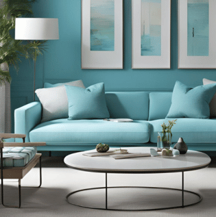 Aqua Blue Living Room - Asian Paints