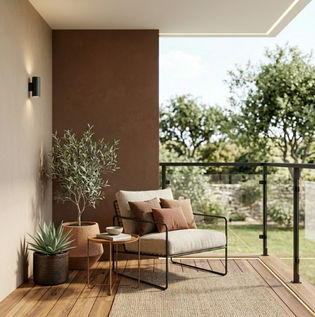 Brown and Beige Balcony Walls