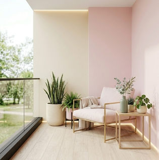 Cream and Light Pink Balcony Walls