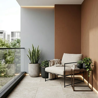 Grey and Brown Balcony Walls