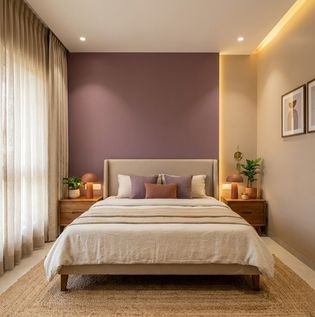 Purple and Beige Bedroom Combination