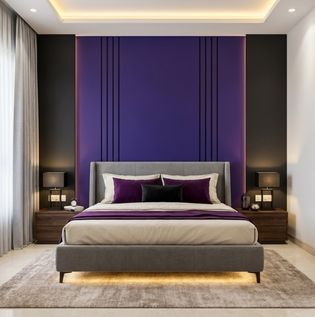 Purple and Black Bedroom Combination