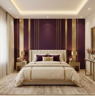 Purple and Gold Bedroom Combination