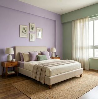 Purple and Green Bedroom Combination