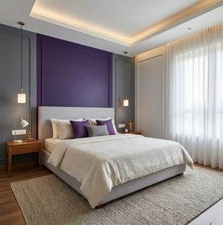 Purple and Grey Bedroom Combination