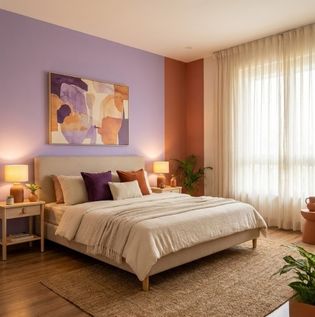 Purple and Orange Bedroom Combination