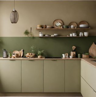 Olive Green and Beige Wall Color - Asian Paints