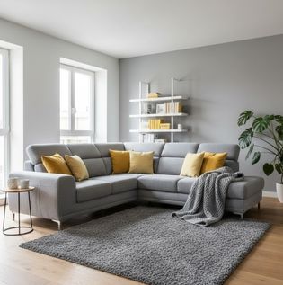 Yellow and Grey Sofa Pairing for a Bright Look