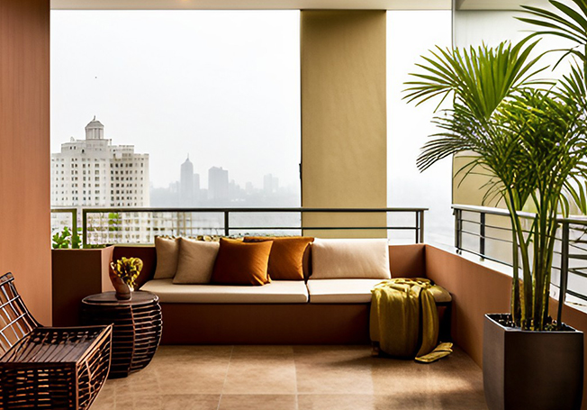 Earthy toned balcony wall colour combination ideas for your space - Asian Paints
