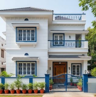 Blue and White Exterior House Design