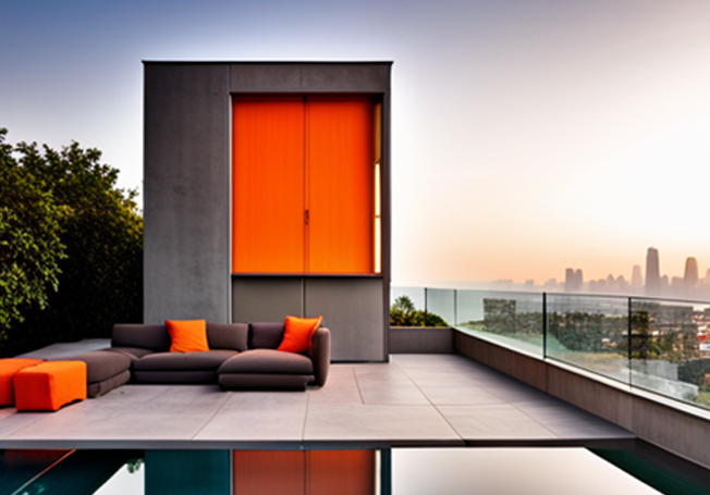 Grey & orange colour combination for exterior walls - Asian Paints