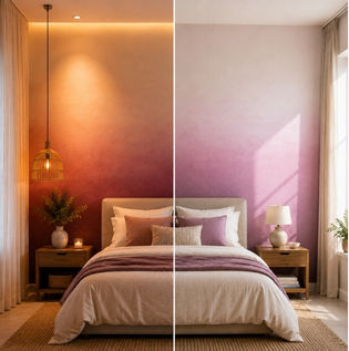 Warm vs Daylight Lighting on an Ombre Wall
