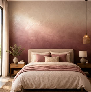 Matte Finish Ombre Wall for a Soft Bedroom Look