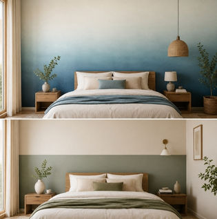 Ombre Wall Compared with a Half Painted Accent Wall