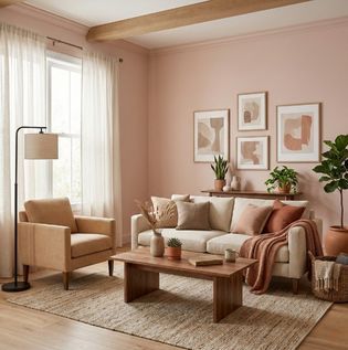 Soft Pink with Earthy Neutrals