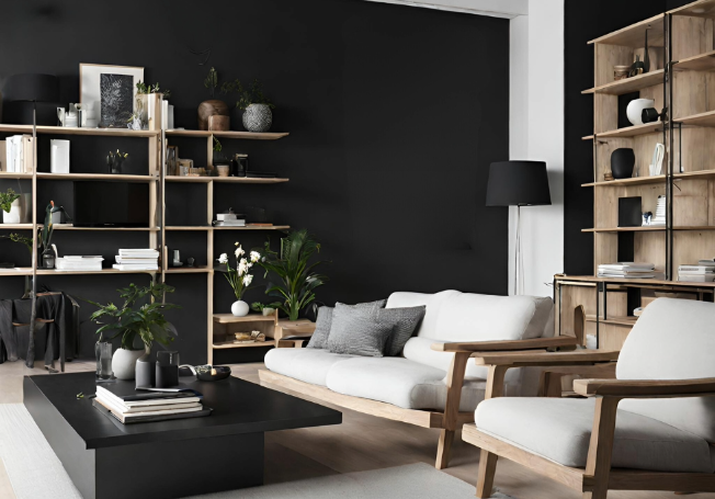 Black & white living room colour combination - Asian Paints
