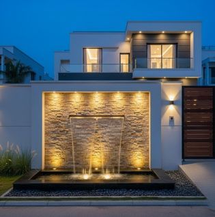 Compound Wall with Integrated Water Feature