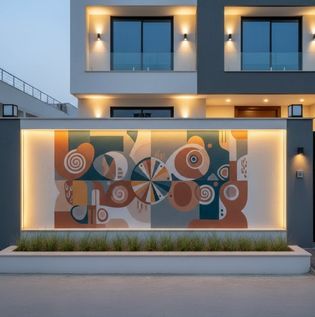 Artistic Boundary Wall with Custom Mural
