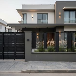 Contemporary Steel and Iron Boundary Wall Design