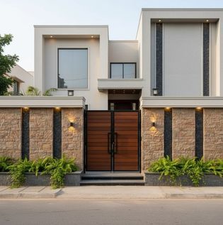 Elegant Natural Stone Boundary Wall