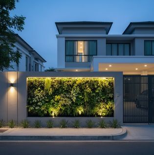 Boundary Wall with Vertical Garden Feature