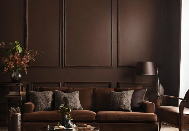 Chocolate brown living room colour - Asian Paints