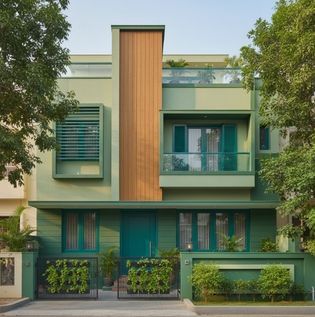 Shades of Green and Teal House Exterior