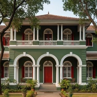  Green, White and Red House Design