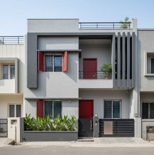 Shades of Grey with Red Accent Exterior