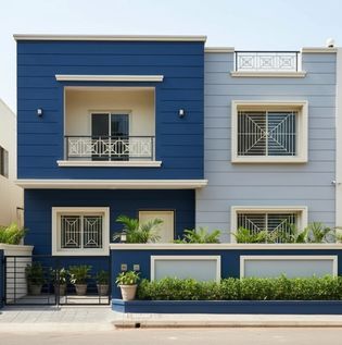 Navy Blue, Ash Grey and Cream Exterior