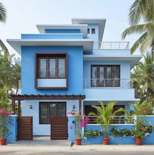 Ocean Blue, Pale Blue and Chocolate Exterior