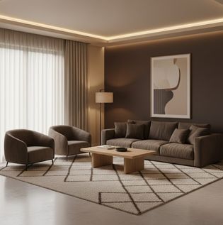 Cosy Beige and Dark Brown Living Room Palette