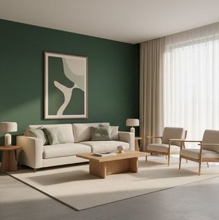 Forest Green and Cream Living Room Palette