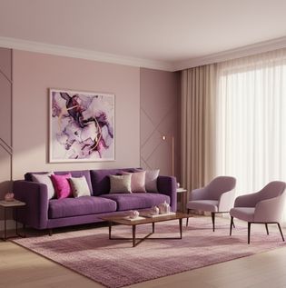 Modern Purple and Pink Living Room Combination