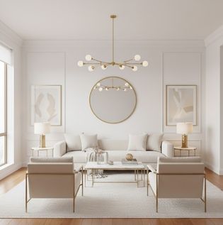 Luxurious White and Gold Living Room Interior