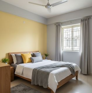 Yellow and Grey Bedroom Colour Combination