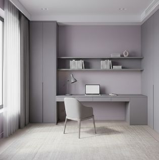 Lavender and Grey Study Room