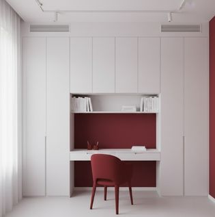 Red and White Study Room Design