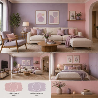 Pink and Lavender Wall Colour Pairing for Relaxed Spaces