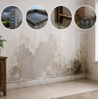 Damp Interior Walls Caused by Waterproofing Failure
