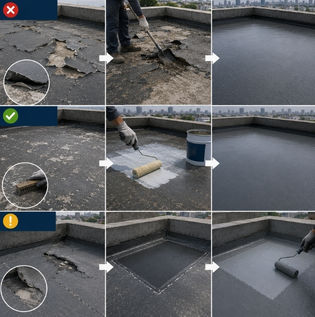 Repairing and Recoating Old Waterproof Roof Systems