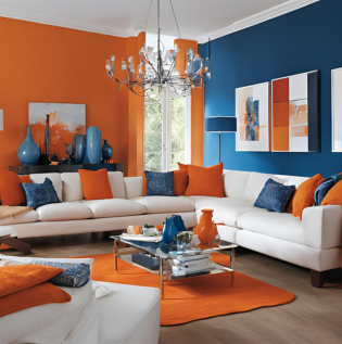 Blue and Orange Complementary Design - Asian Paints
