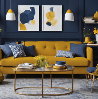 Navy and Mustard Complementary Design - Asian Paints