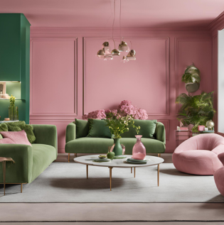 Pink and Green Complementary Design - Asian Paints