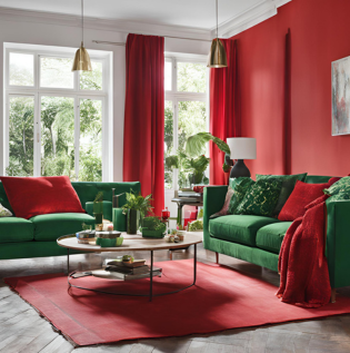 Red and Green Complementary Design - Asian Paints