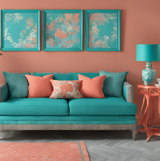 Teal and Coral Complementary Design - Asian Paints