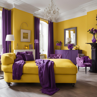 Yellow and Purple Complementary Design - Asian Paints
