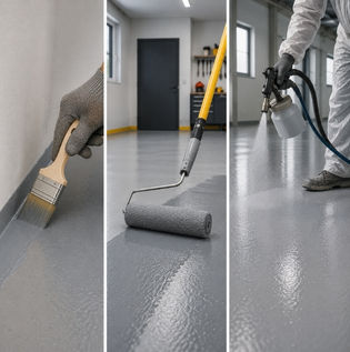 Roller and Brush Application for Concrete Floor Paint