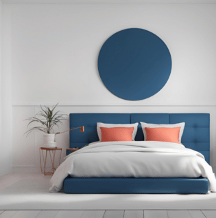 Blue with Coral Contrast Wall Combination - Asian Paints