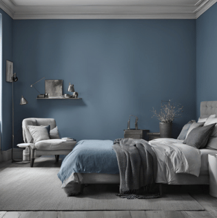 Blue with Grey Contrast Wall Design - Asian Paints